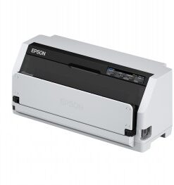 White Epson LQ-780N dot matrix printer with a black front panel and compact rectangular design.