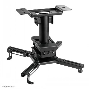 Neomounts By Newstar black ceiling mount for projectors A black metal ceiling mount for projectors with adjustable arms and sturdy mounting components.