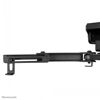 Neomounts By Newstar black ceiling mount for projector, side view Black ceiling mount for a projector, side profile showing adjustable parts.