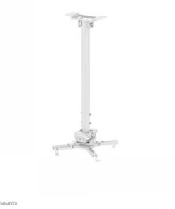 White adjustable projector ceiling mount, height 74-114 cm, minimalist design.