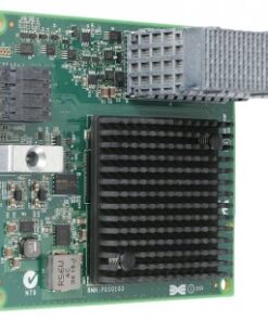 Vihreä Lenovo-verkkosovitin, kaksi liitäntää ja jäähdytysrivat, suorakaiteen muotoinen piirilevy yläviistosta.