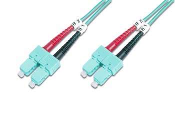 Digitus SC-SC fiber optic cable 1 m, light green Light green SC-SC duplex fiber optic cable with red and black connector. Length 1 meter.