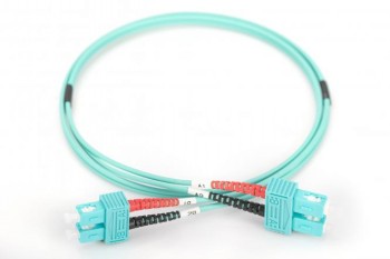 Digitus FO Patch Cord SC-SC, duplex fiber optic cable 1 m, turquoise Turquoise duplex fiber optic cable, SC connectors on both ends, length 1 meter.