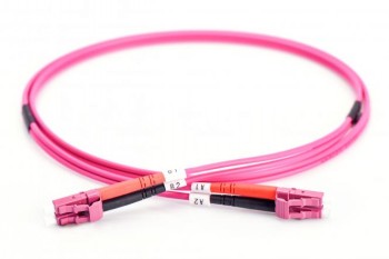 Digitus FO duplex fiber cable, LC-LC, 1 m, pink Pink duplex-type LC-LC multimode fiber cable, 1 meter in length, detailed view of both ends...