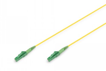 Digitus LC/APC fiber optic cable 1 m, simplex SM model Yellow simplex LC/APC fiber optic cable, 1 meter, with green connectors at both ends.