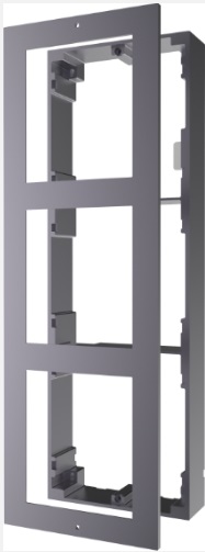 HIKVISION 3 Module Adapter - Grey metal frame component Three-piece metal adapter in grey color, suitable for Hikvision access control devices.