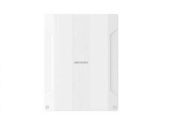 Hikvision AX PRO MULTI IO transmitter, white rectangle White rectangular Hikvision AX PRO MULTI IO transmitter, minimalist design.