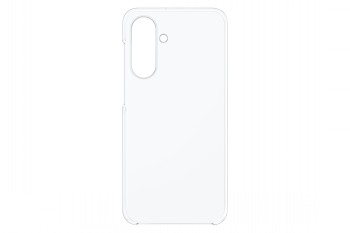 Samsung A26 clear case, stylish and slim design. Transparent and slim Samsung A26 smartphone case, rear view.