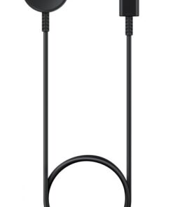 Black Samsung wireless charging cable with a round magnetic charging head and USB-C connector.