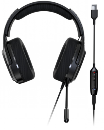 Black Acer Predator Galea 365 gaming headset with adjustable headband, soft ear cushions, and USB connection.
