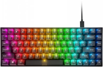 RGB-lit Lenovo Legion K510 Mini Pro gaming keyboard, black frame, top-down view.