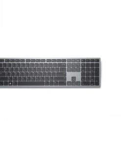 An ultra-thin and modern wireless black keyboard with a gray frame and Nordic key layout.