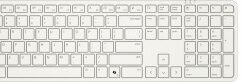 White Dell keyboard and mouse with modern low-profile keys, viewed from above.