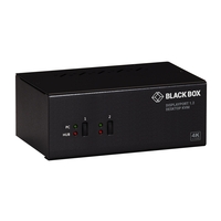 Black rectangular Black Box KVM switch for two monitors, buttons on the front.