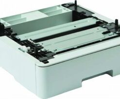 A light gray additional paper tray for a printer, rectangular in shape, viewed from above.