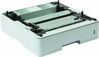 A light gray additional paper tray for a printer, rectangular in shape, viewed from above.