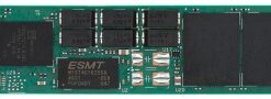 Thin, rectangular Lenovo SSD with a green circuit board and visible memory chips.