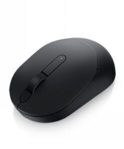 Dell MS3320W wireless mouse, black, ergonomic design Black wireless mouse, ergonomic design, rotating wheel in the center, minimalist style.