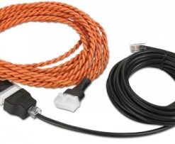 Orange twisted leak sensor cable and black straight cable, two connectors visible on a white background.