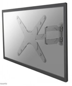 White wall mount with tilt and swivel feature, attached to a flat-screen TV.