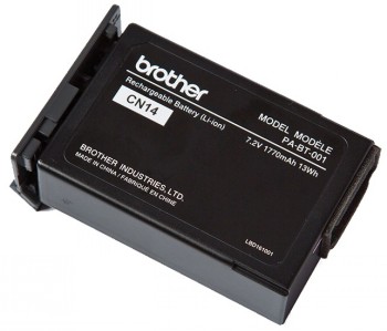 Black Brother rechargeable lithium-ion battery, model number PA-BT-001, viewed close-up.