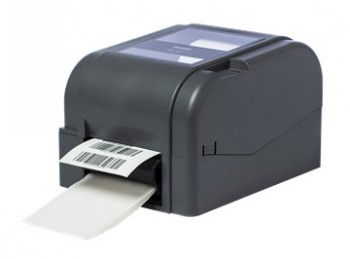 Brother PALP003 label remover for TD-4T series Dark gray sticker backing remover, label tape emerges from the front. Compact and modern design.