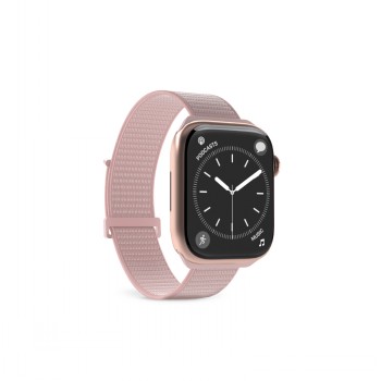 Pink nylon band for Apple Watch, neat and modern design.