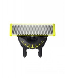 Philips OneBlade 360 replacement blade, small rectangular blade, bright yellow and black, depicted from the front.