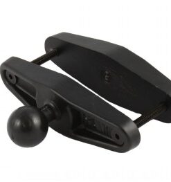 RAM Mounts C-size 5.0" ball and clamp mount, durable design Black RAM Mounts ball mount with clamping mechanism and ball head, side view.