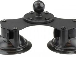 Black RAM Mounts suction cup mount with two 3.3-inch suction cups and B-size ball. Side view.