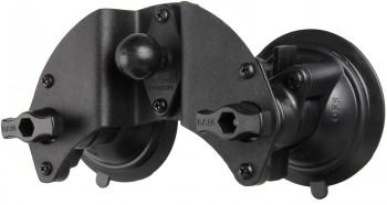 RAM Mounts suction cup mount with a flexible B-size ball Black RAM Mounts suction cup mount with a flexible B-size ball and two round suction cups.