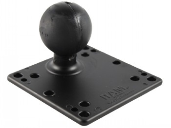 RAM Mounts D-size 2.25-inch ball with metal base A black square-shaped metal base with a 2.25-inch D-size ball mount in the center.