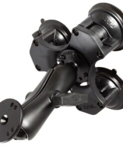 A black RAM Mounts holder with three round suction cups and a round plate.