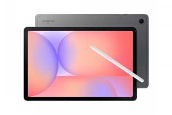 Samsung Galaxy Tab S10 Lite, gray, 128 GB, WiFi; front-facing display with pastel colors, includes a white stylus.