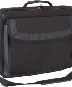 Black Targus Classic 15.6-inch laptop bag, zippered front pocket, and adjustable shoulder strap.