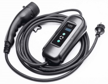 Black Eload charger with a long cable and plugs, depicted on a white background.