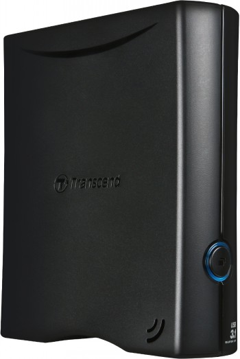 Transcend 8 TB external HDD USB 3.1 - StoreJet 35T3 A sleek external 8 TB hard drive with USB 3.1 connection, featuring a blue indicator light on the front panel.