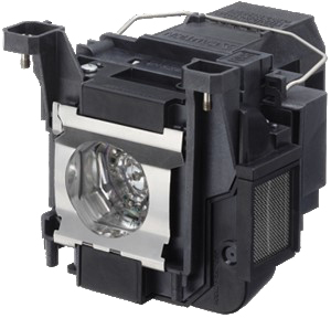 Black Epson lamp ELPLP89 with a silver reflector housing, designed for video projectors.