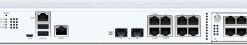 White Sophos XGS 2100 firewall device, multiple ports, and EU/UK power cord, front view.