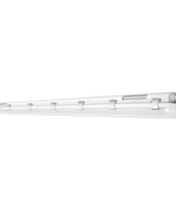 Long white LED luminaire with IP65 protection rating, suitable for damp locations.