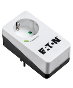 White EATON Protection Box power protector, simple design, one DIN standard socket.