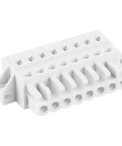 White, multi-part LEDVANCE TRUSYS FLEX FEED IN 8P connection module, rectangular design.