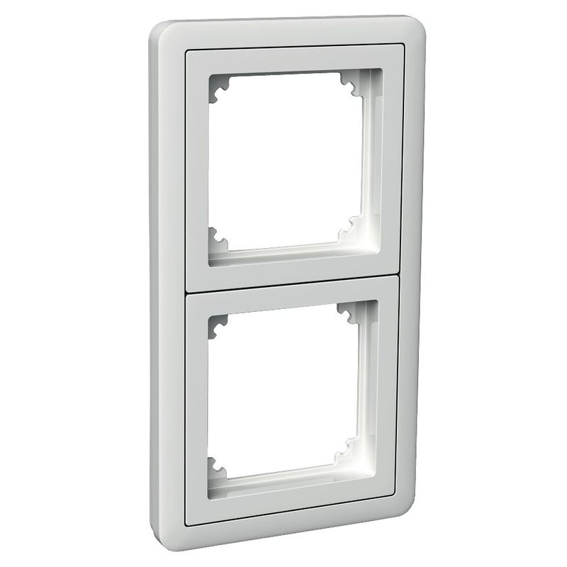 Schneider Electric Exxact 2-part white frame with adapter White two-part frame with an adapter; rectangular and flat.
