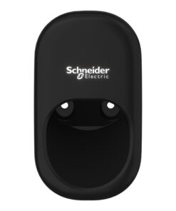 Black charger holder with Schneider Electric logo, oval front view.