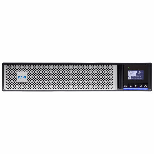 Eaton 5PX1000I RT2U NETPACK G2 line interactive rack, display and ventilation openings on the front panel.