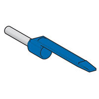 Blue and white wire extension piece, tapered tip, and cylindrical body.