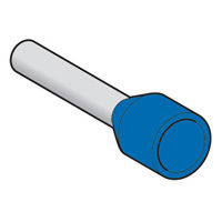 Schneider Electric blue and white cable sleeve, 0.75 mm², side view.