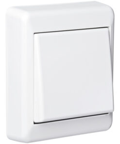 Bright white surface-mounted 6-switch, square-shaped, with spring terminals.