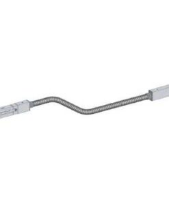 Schneider Electric flexible distribution rail 2x3P 40A 2m Gray, metallic distribution rail with a flexible middle section and rectangular connectors at both ends.