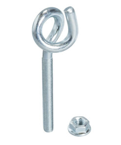 Schneider Electric Canalis KBB/KBA fastener hook Metal fastener with a hook, threaded rod, and included hex nut, silver-colored.